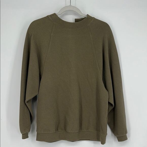Madewell Button Back Mock Neck Top Small Sweatshirt Textured Distant Surplus - Picture 4 of 10